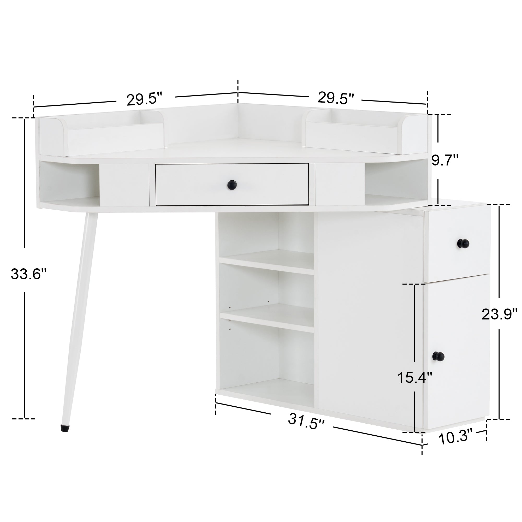BarberPub Corner Dressing Table with Open Shelves Makeup Reception Station 2822