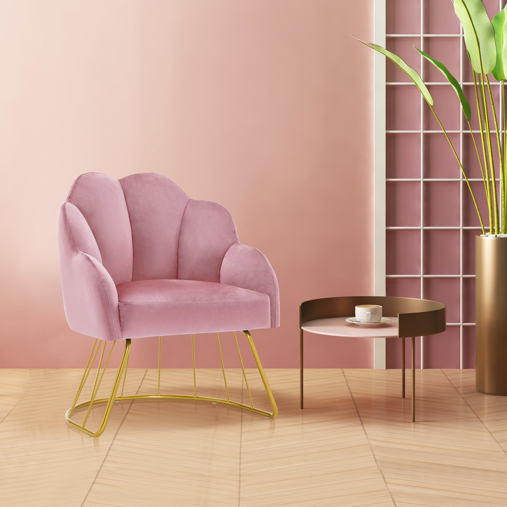 Beauty Nail Chair with Golden Support Leg, Home Dressing Makeup Armchair 3510