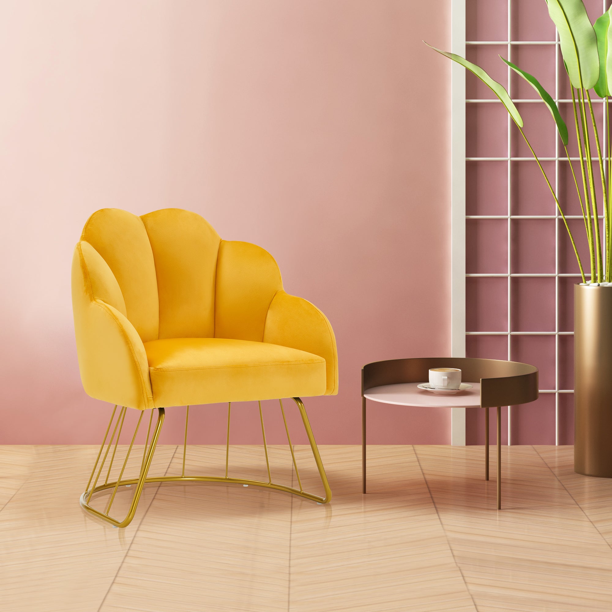 Beauty Nail Chair with Golden Support Leg, Home Dressing Makeup Armchair 3510