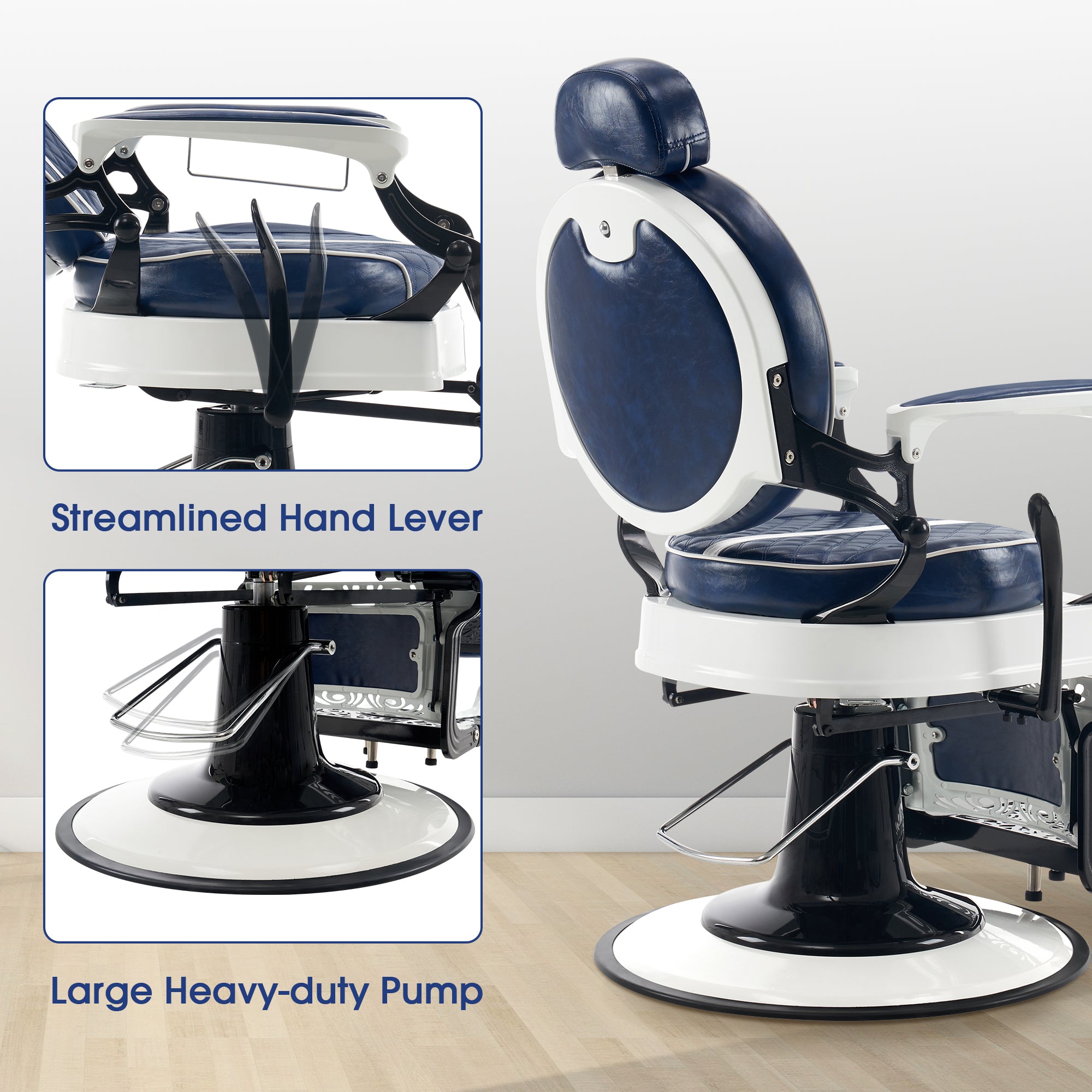 BarberPub Vintage Barber Chair, Hydraulic Reclining Salon Beauty Equipment 8739