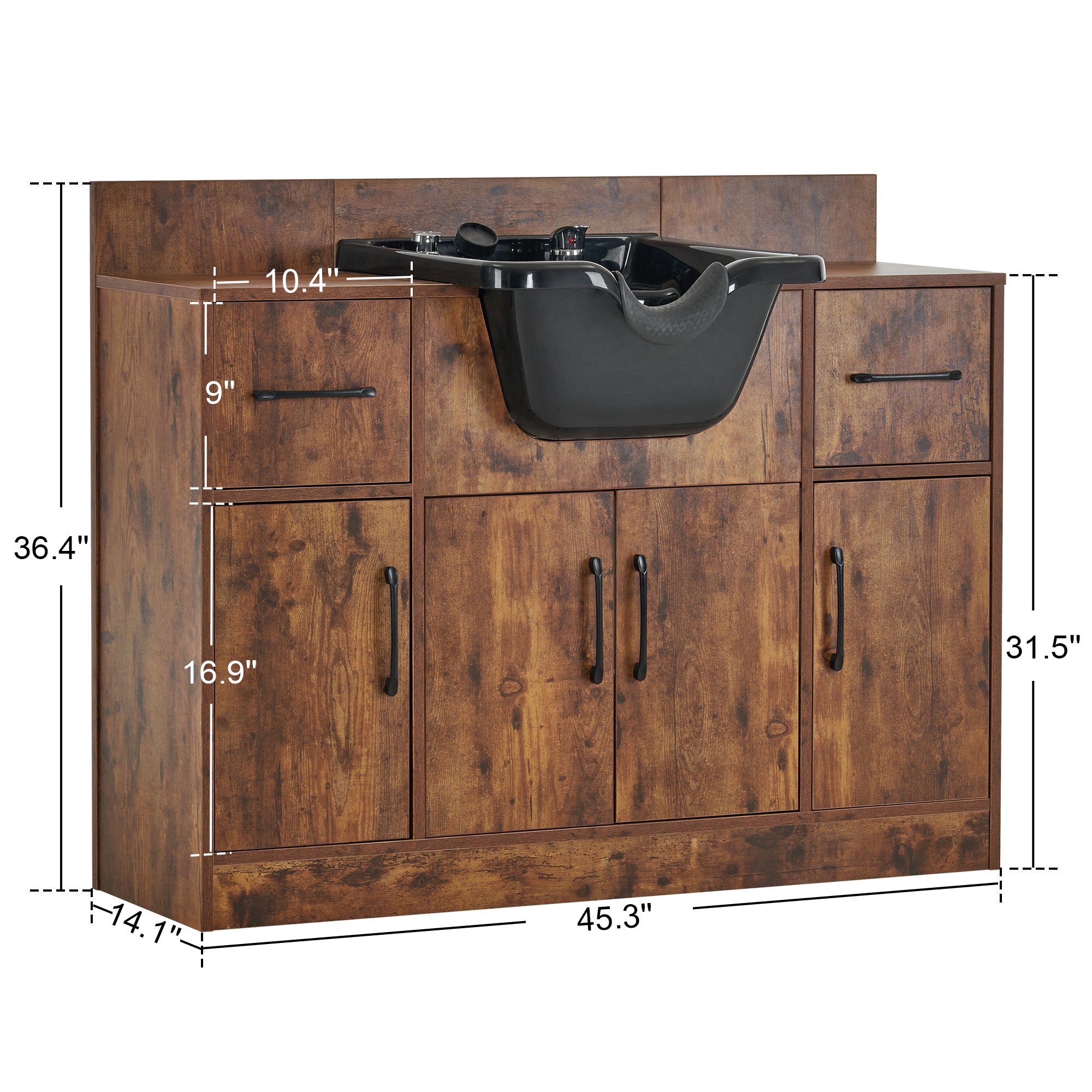 Barber Shampoo Storage Station for Hair Stylist, Salon Beauty Equipment with Backwash Sink 7139