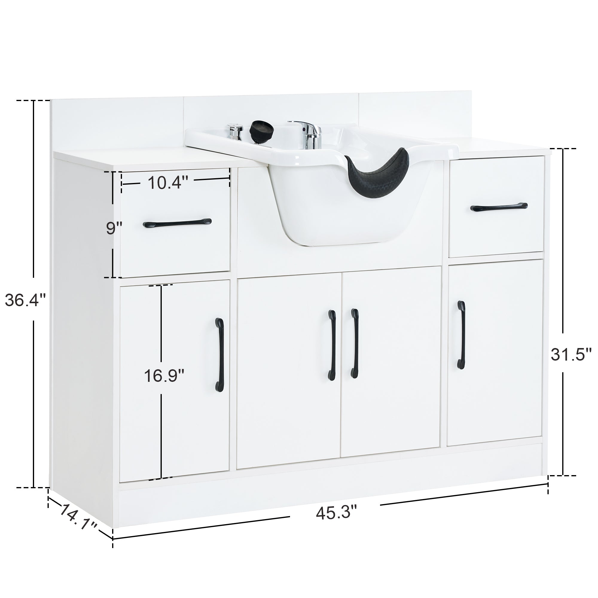 Barber Shampoo Storage Station for Hair Stylist, Salon Beauty Equipment with Backwash Sink 7139
