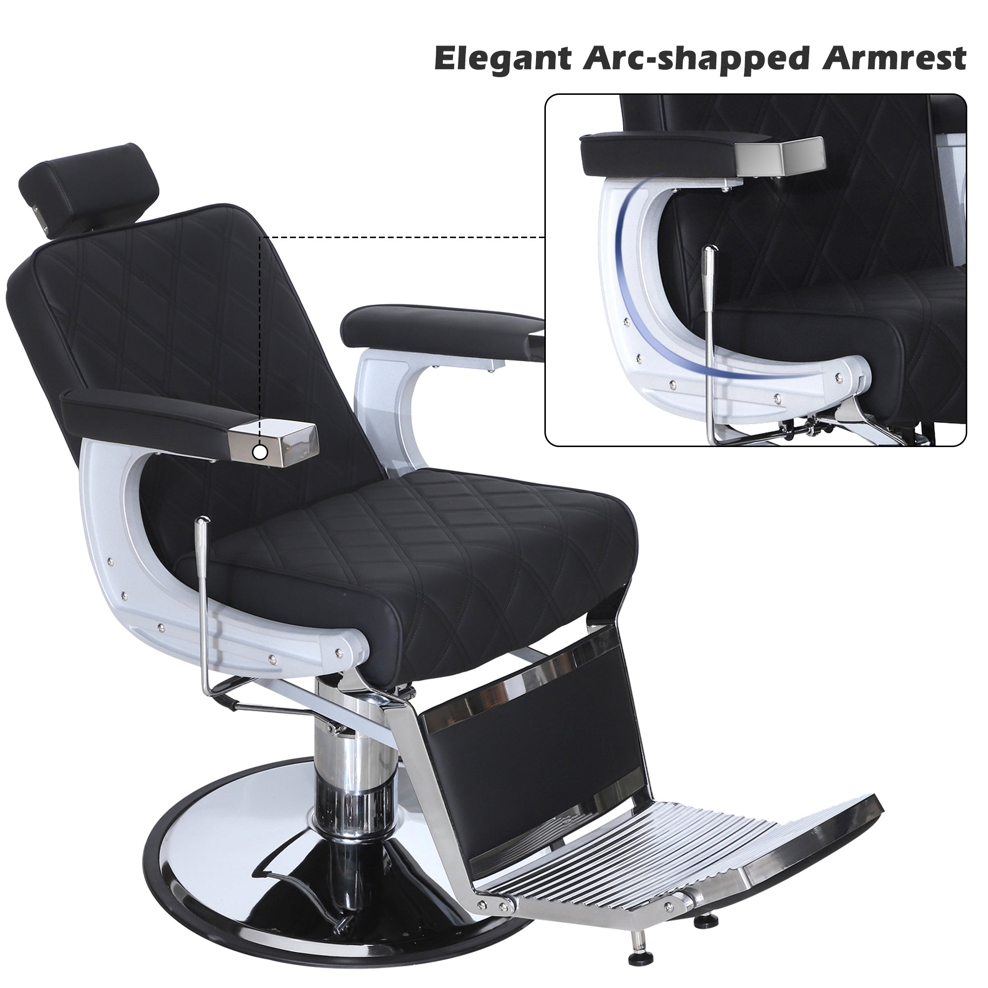 BarberPub Barber Chair for Hair Stylist, Reclining Barbershop Salon Chair 3825