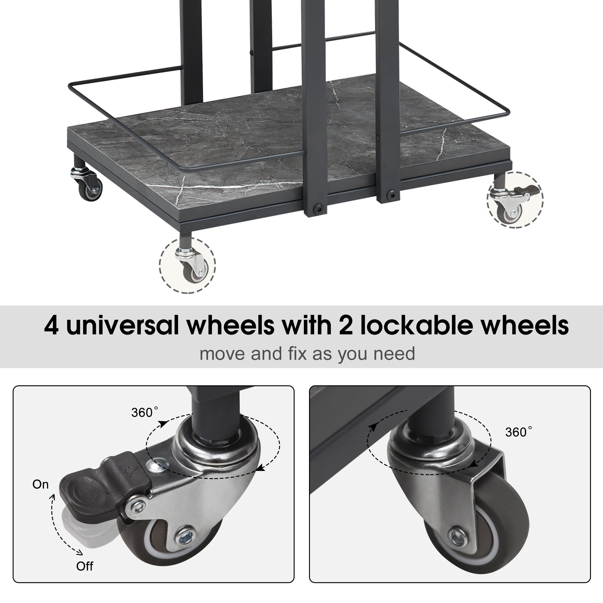 BarberPub Utility Manicure Trolley Multi-purpose Metal Rack Heavy-Duty Cart 2033