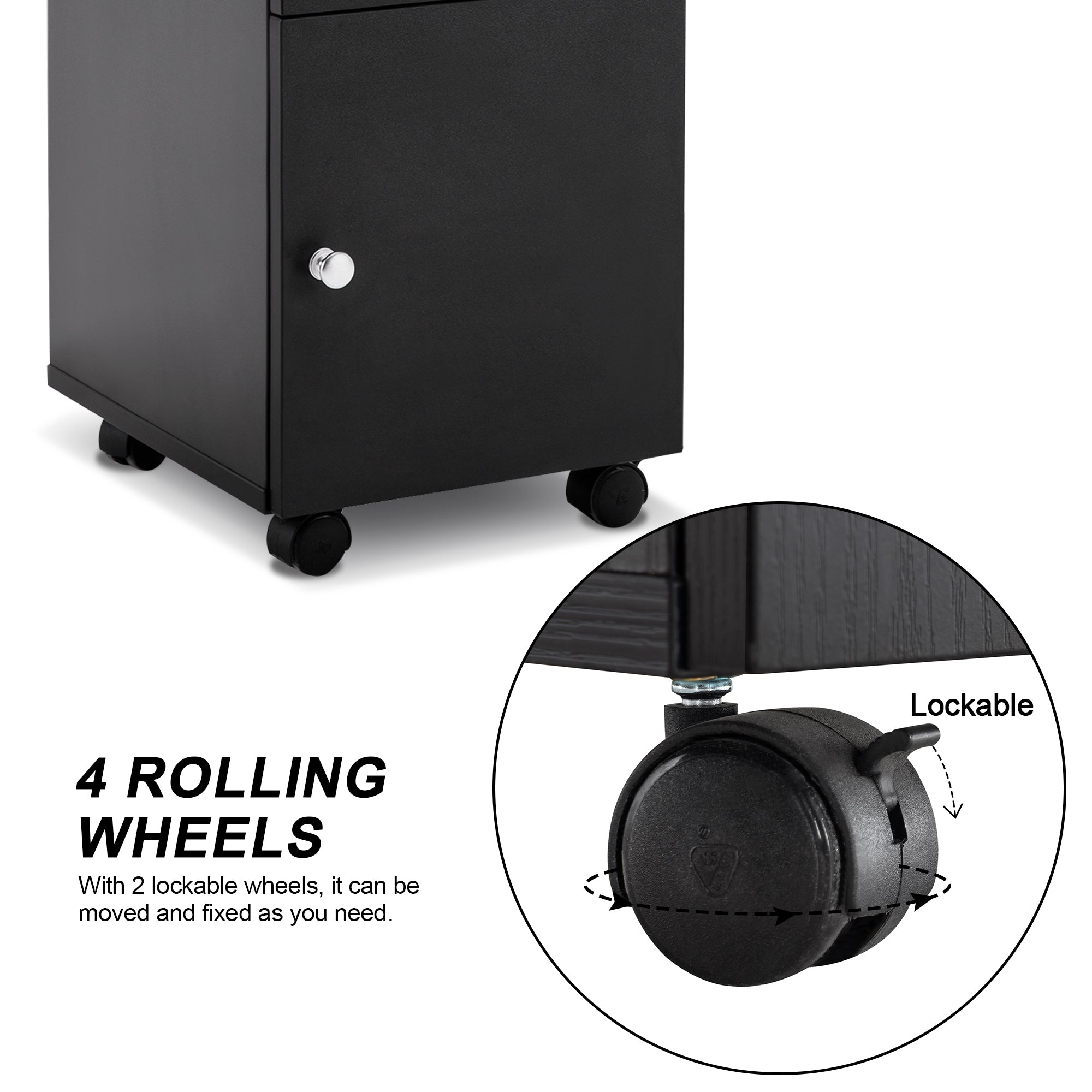 Manicure Acetone Resistant Table with Storage Cabinet & Drawer, Beauty Nail Art Desk with Wheels 0422
