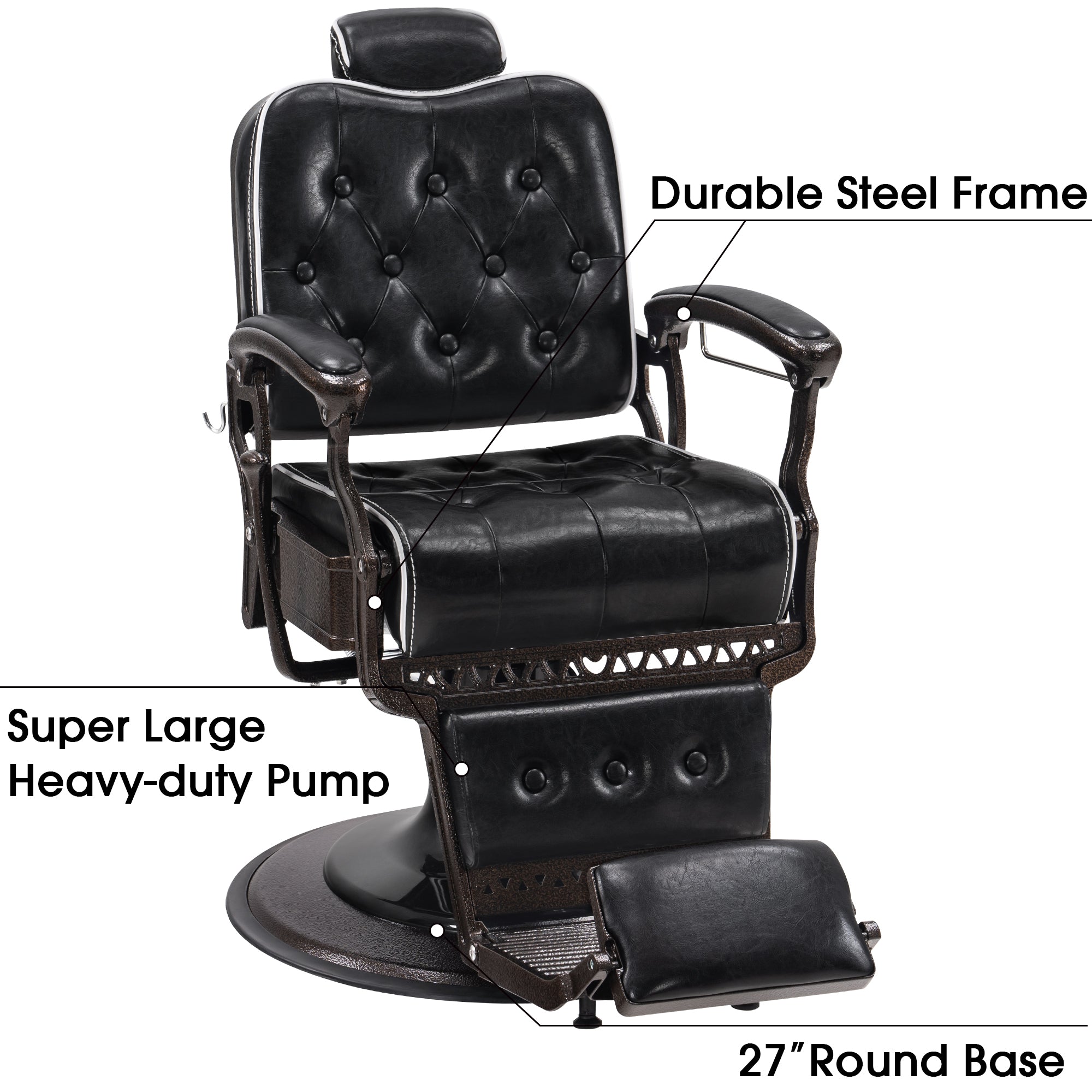 BarberPub All Purpose Barber Chair, Vintage Reclining Hydraulic Hair Salon Chair 9218