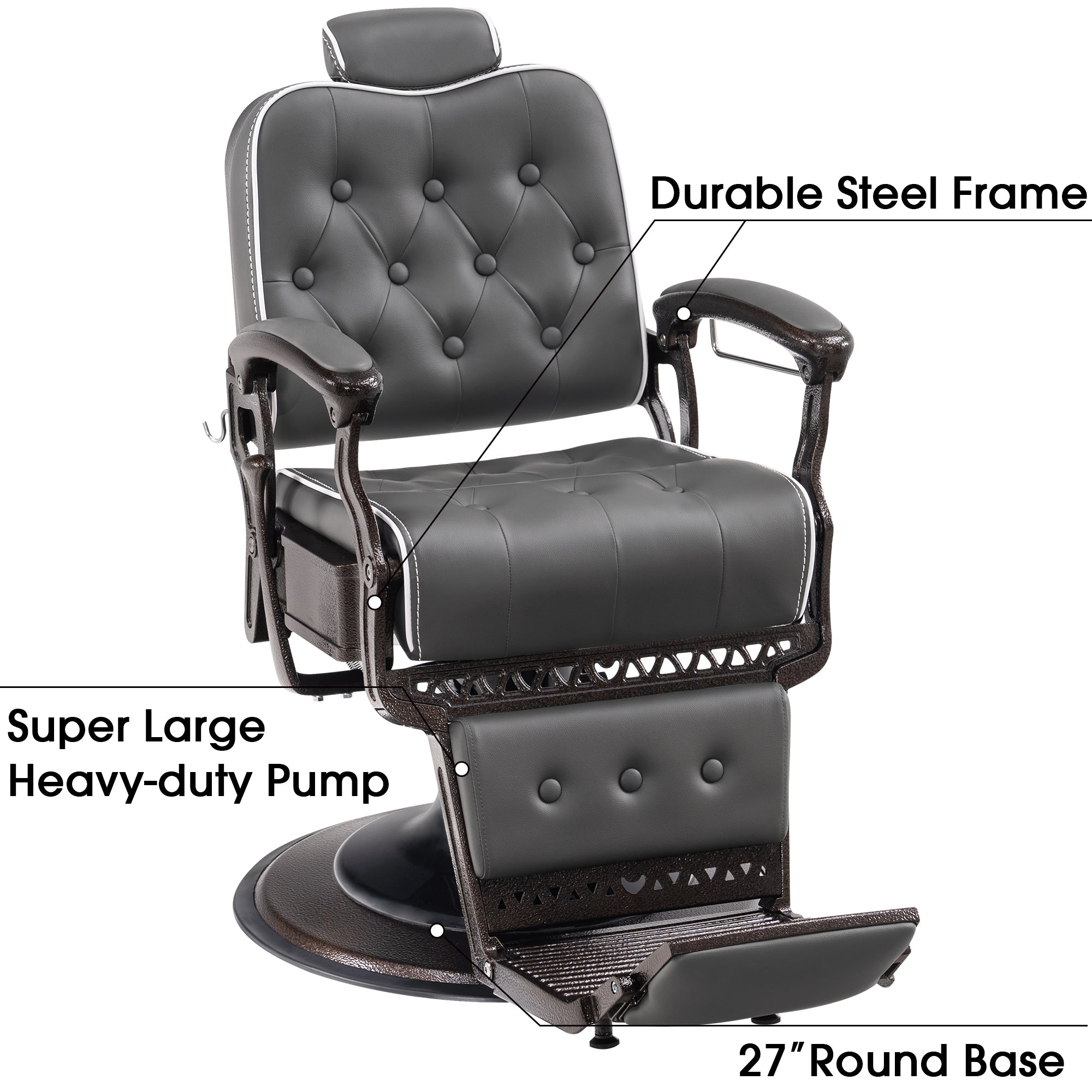 BarberPub All Purpose Barber Chair, Vintage Reclining Hydraulic Hair Salon Chair 9218