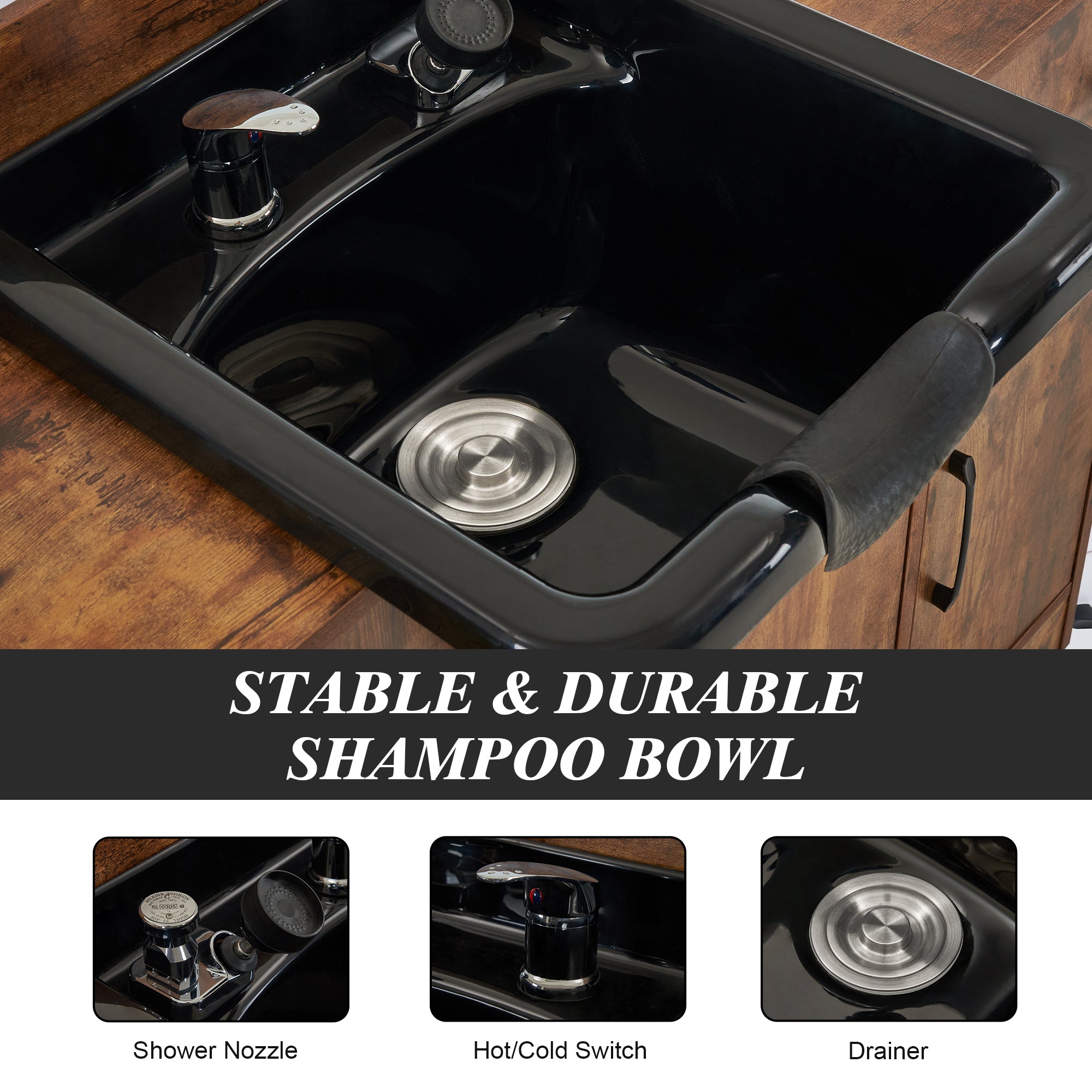 Barber Shampoo Storage Station for Hair Stylist, Salon Beauty Equipment with Backwash Sink 7139