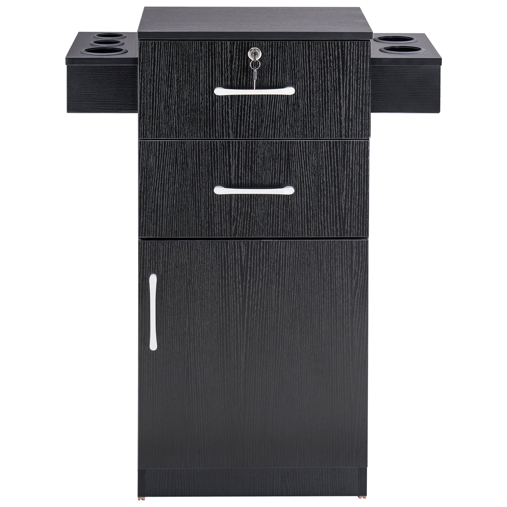 BarberPub Locking Salon Cabinet with Hair Dryer Holder Barber Stylist Station 2021