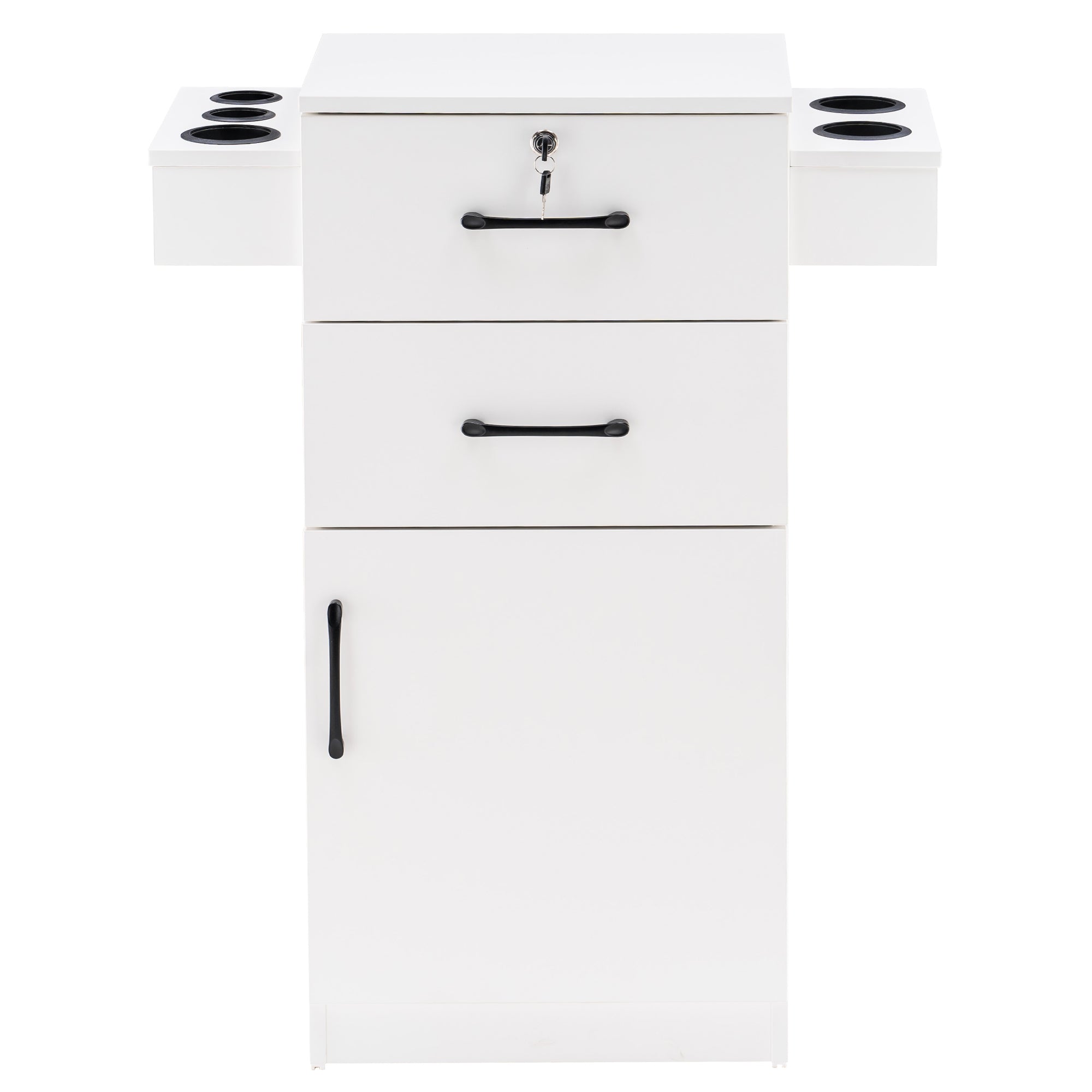 BarberPub Locking Salon Cabinet with Hair Dryer Holder Barber Stylist Station 2021