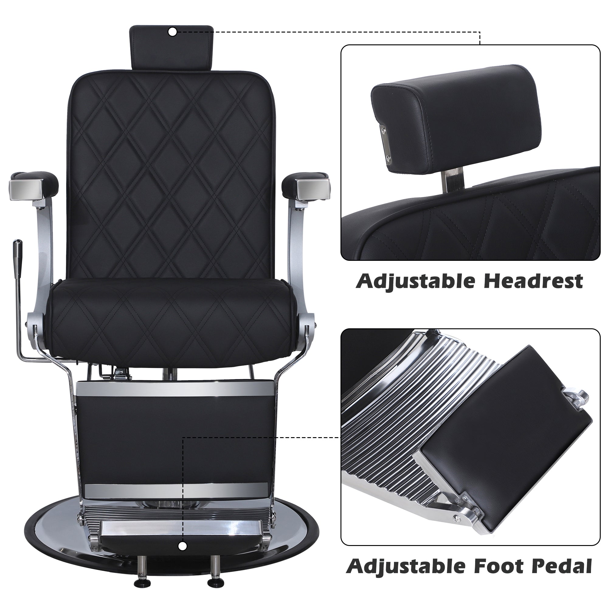 BarberPub Barber Chair for Hair Stylist, Reclining Barbershop Salon Chair 3825