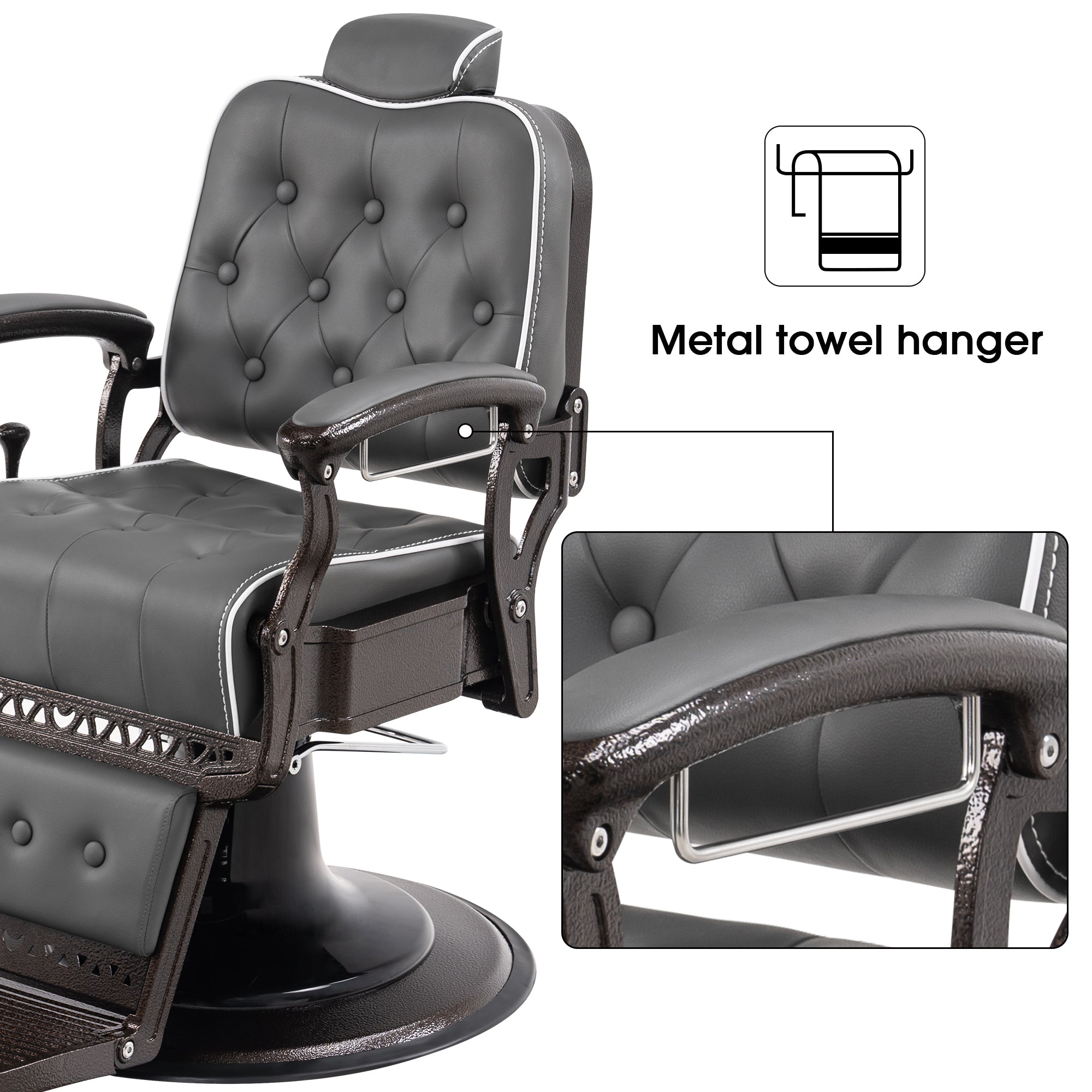 BarberPub All Purpose Barber Chair, Vintage Reclining Hydraulic Hair Salon Chair 9218