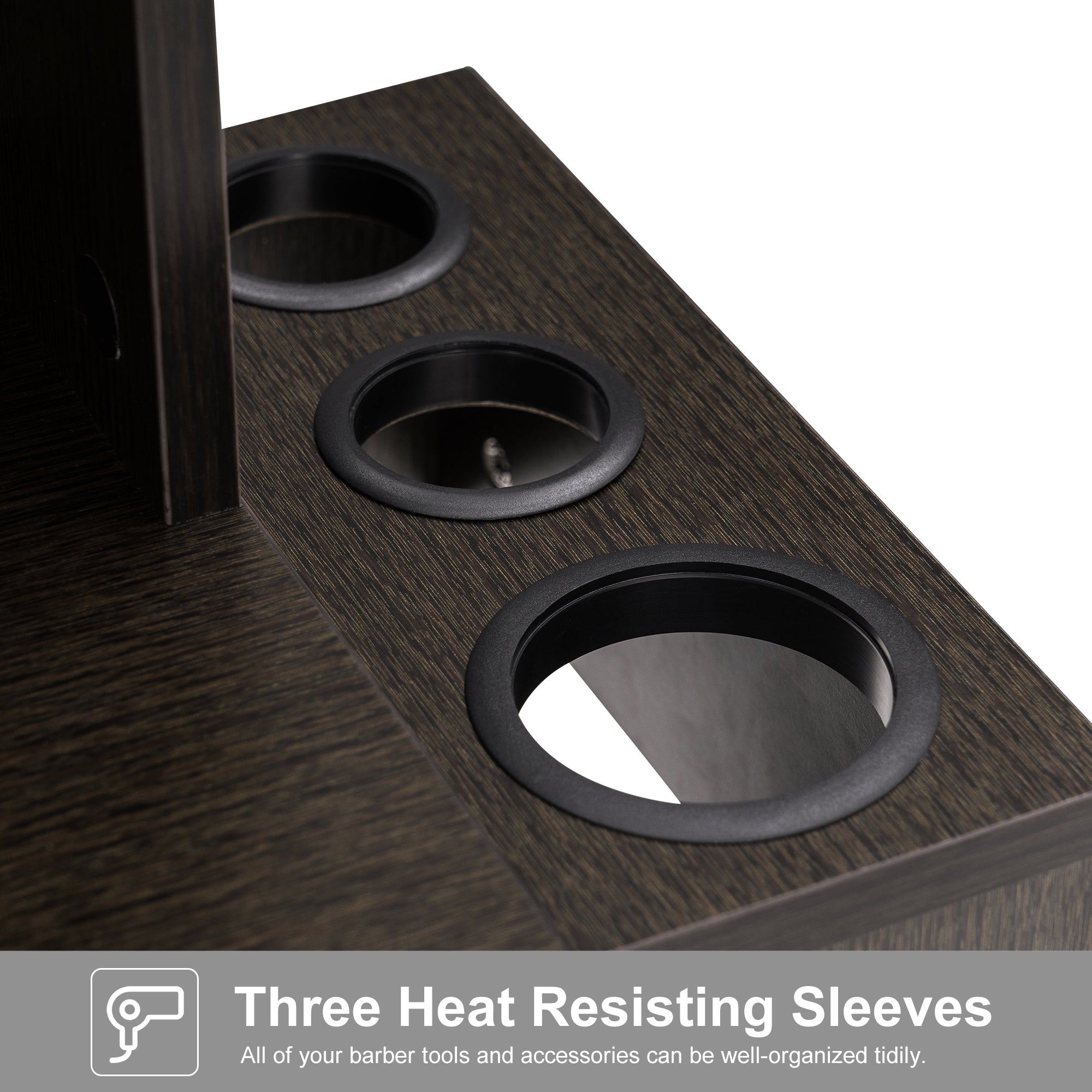 Wall Mount Styling Station with Tool Holders, Hair Salon Storage Equipment with Open Shelves 3208