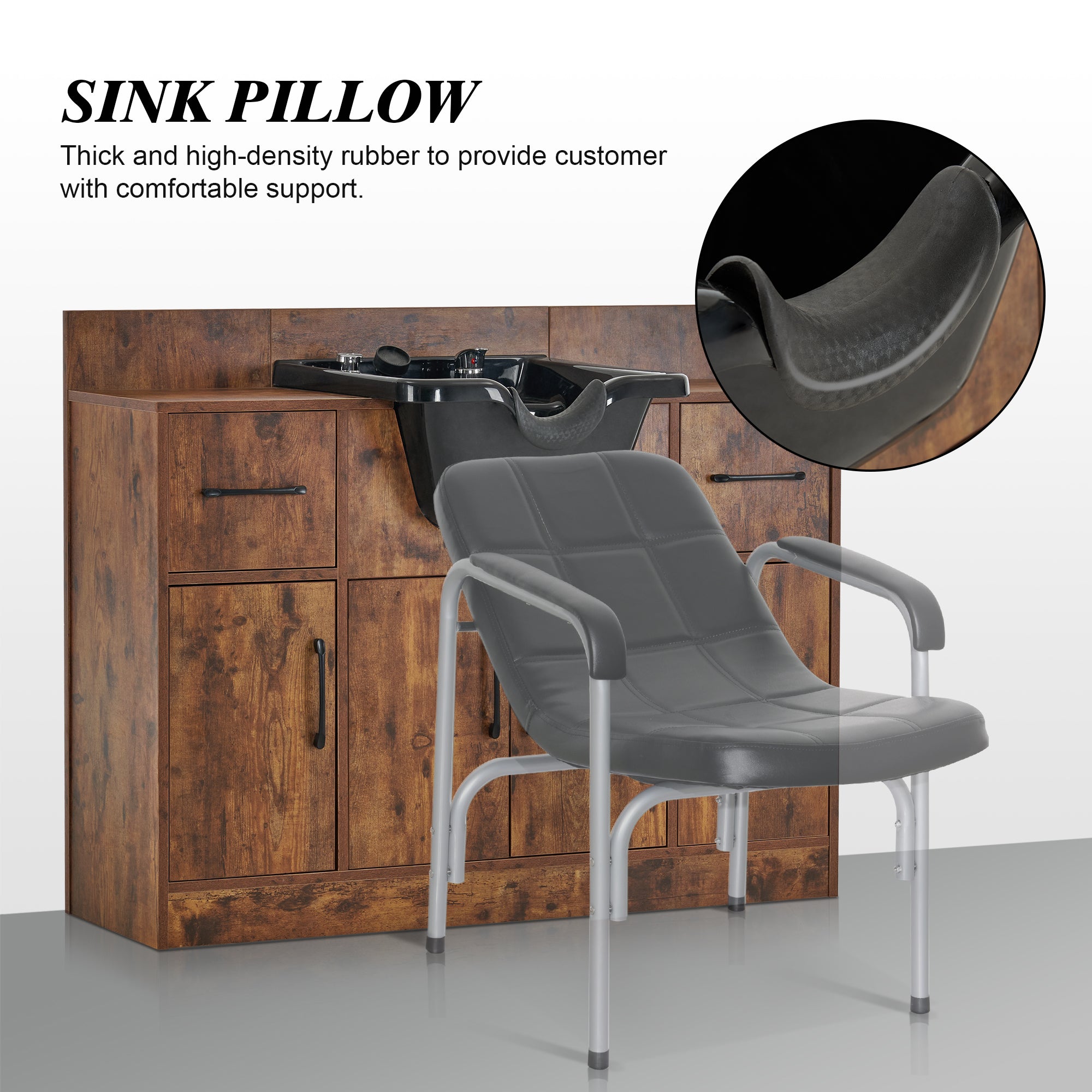 Barber Shampoo Storage Station for Hair Stylist, Salon Beauty Equipment with Backwash Sink 7139