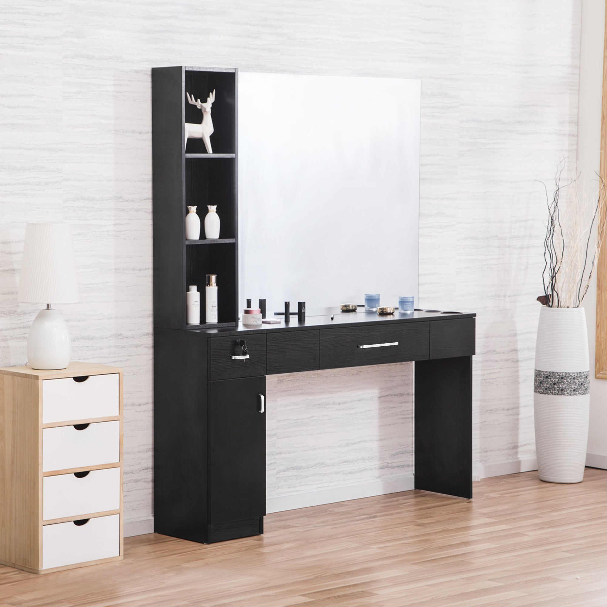 BarberPub Wall Mount Makeup Mirror Station Hair Styling Barber Station 3046