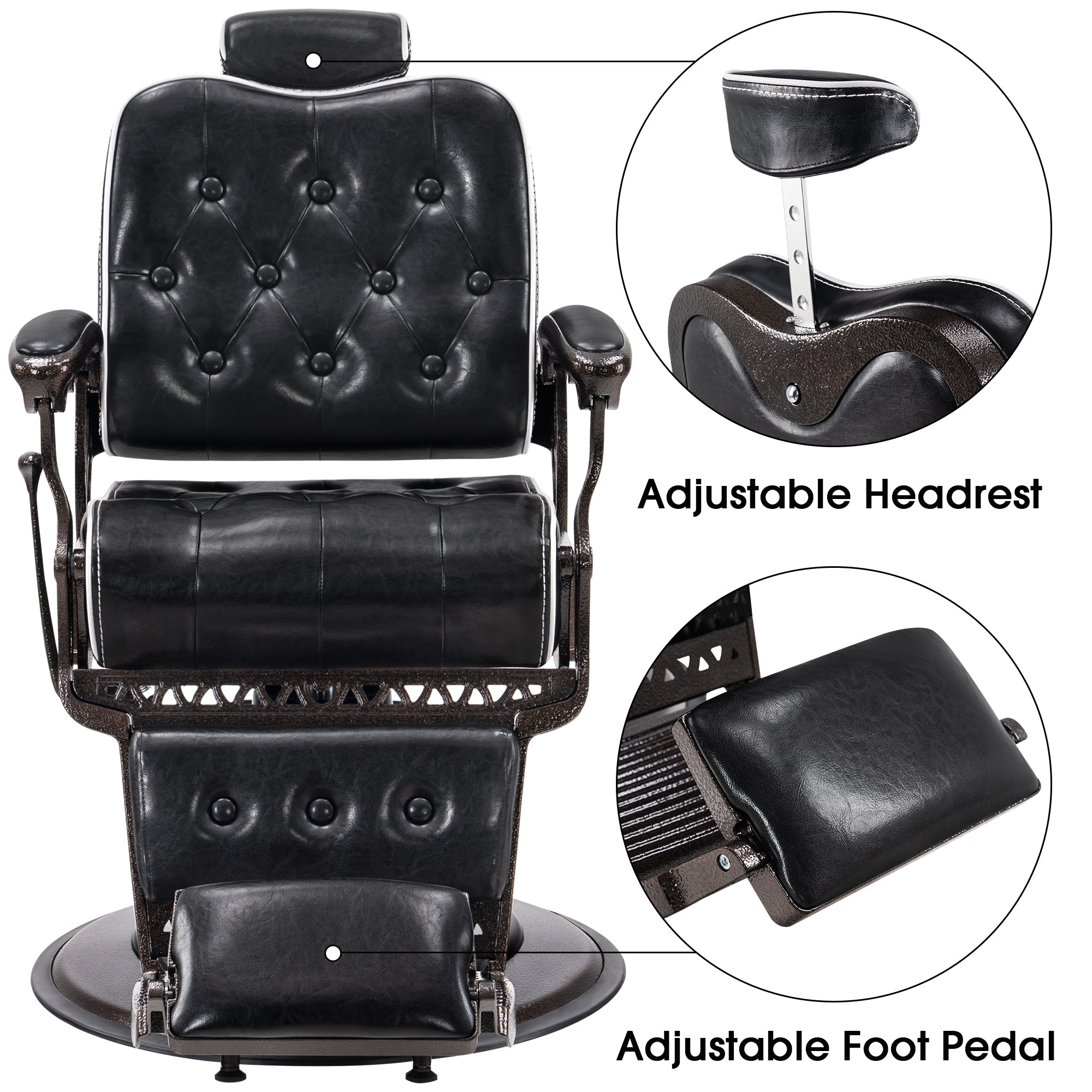 BarberPub All Purpose Barber Chair, Vintage Reclining Hydraulic Hair Salon Chair 9218