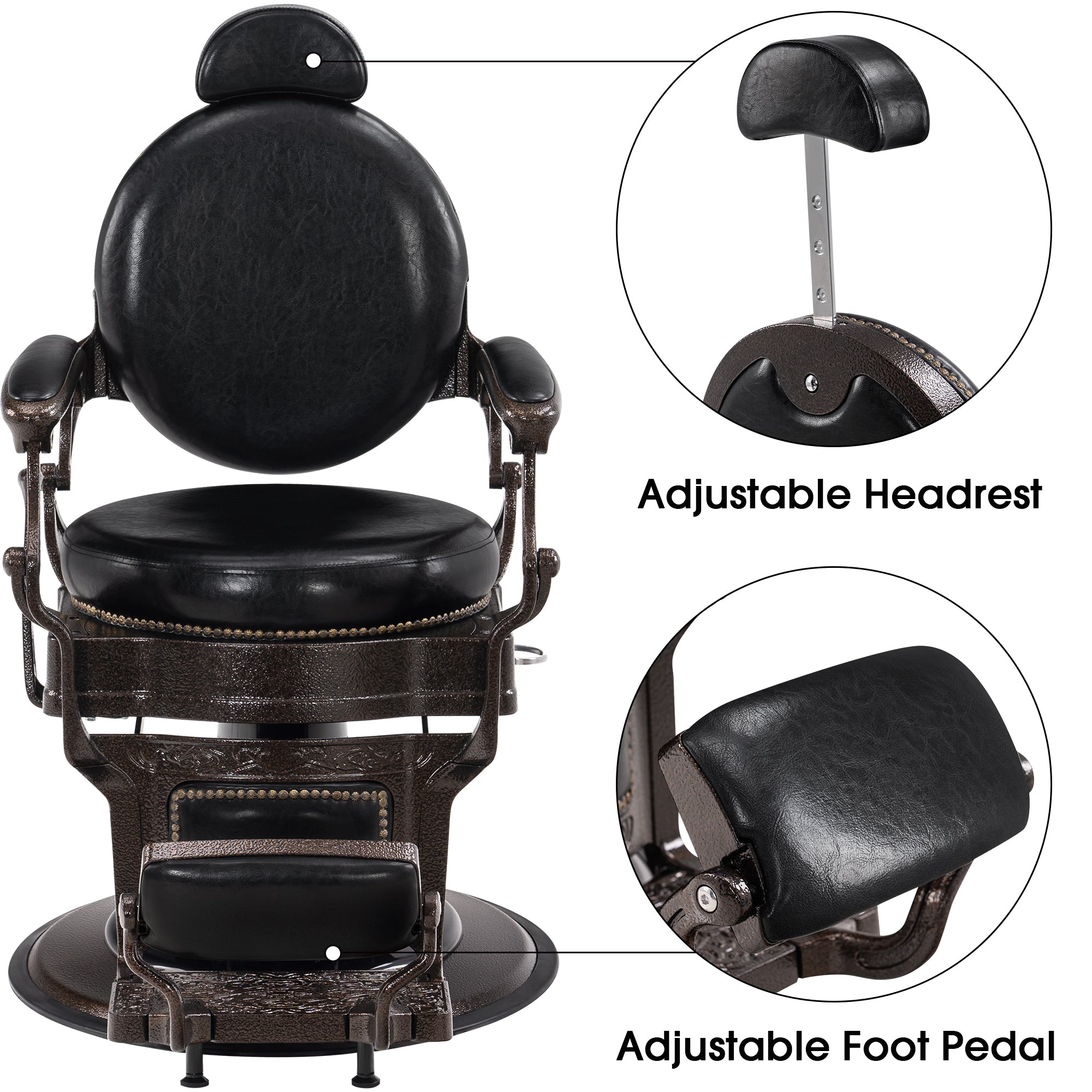 BarberPub Vintage Barber Chair, All Purpose Reclining Salon Chair for Barbershop 9201