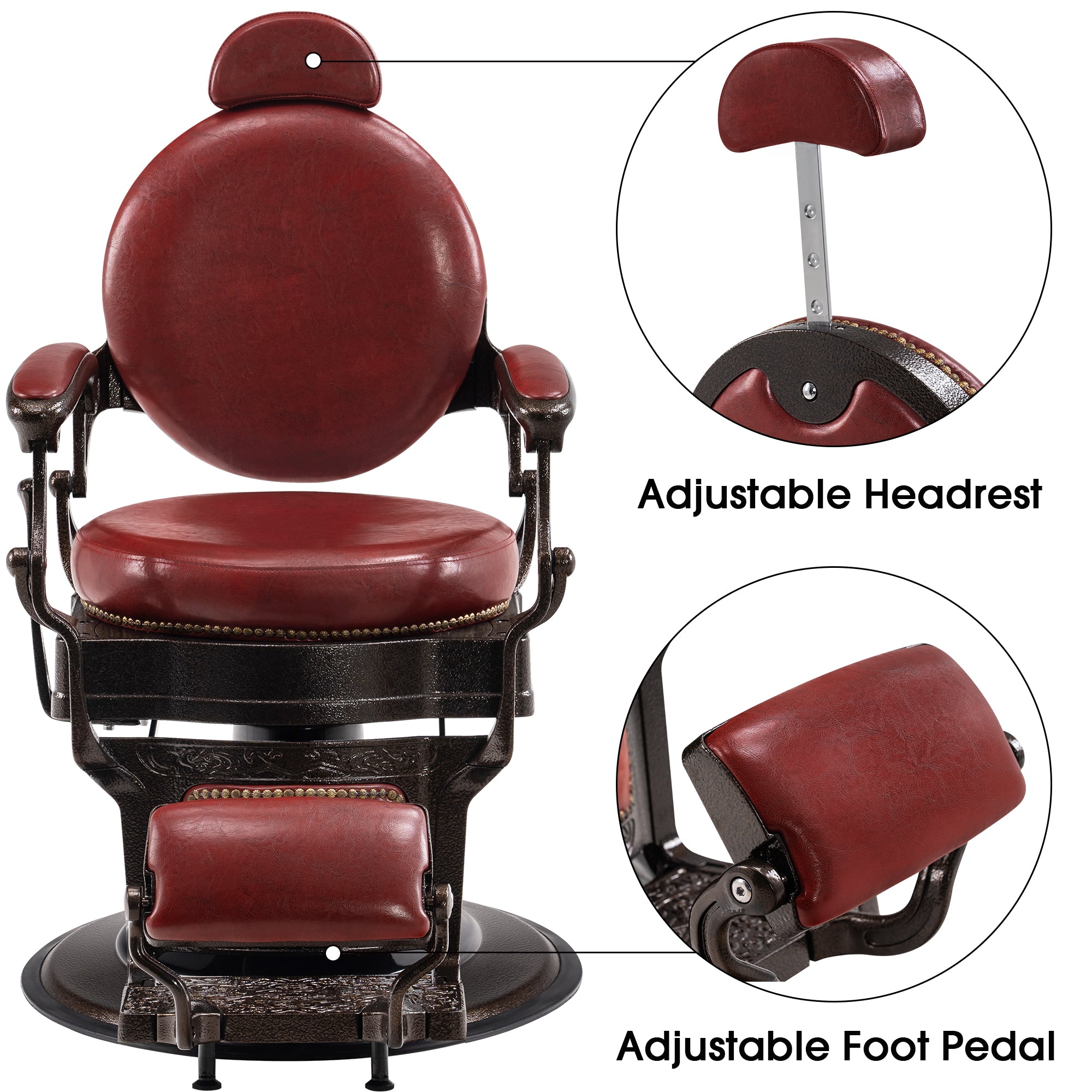 BarberPub Vintage Barber Chair, All Purpose Reclining Salon Chair for Barbershop 9201
