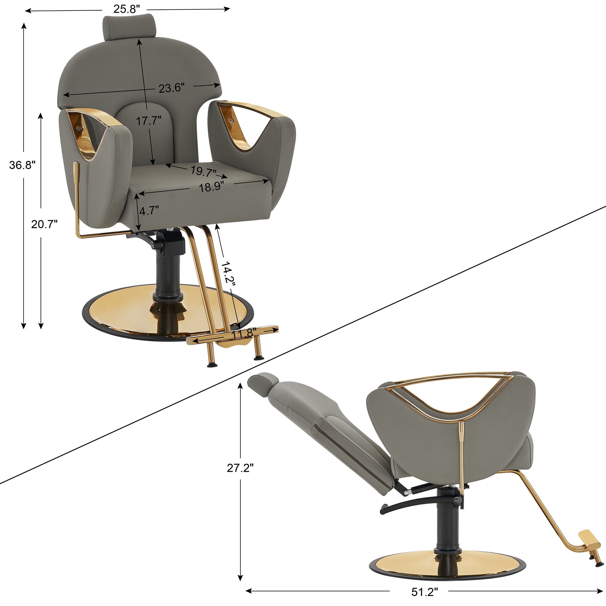 BarberPub Barber Chair for Hair Stylist, All Purpose Reclining Salon Hair Chair 9578
