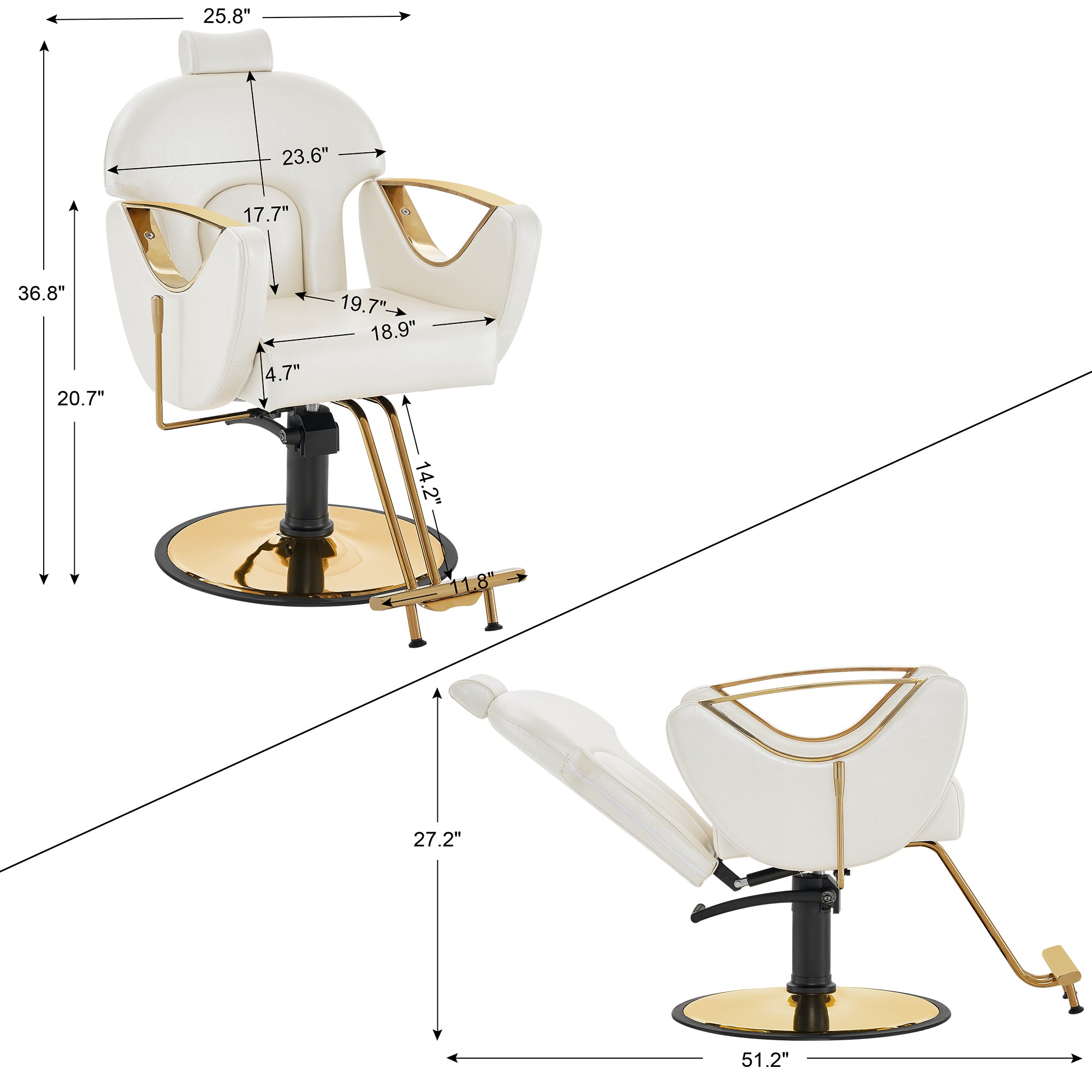 BarberPub Barber Chair for Hair Stylist, All Purpose Reclining Salon Hair Chair 9578