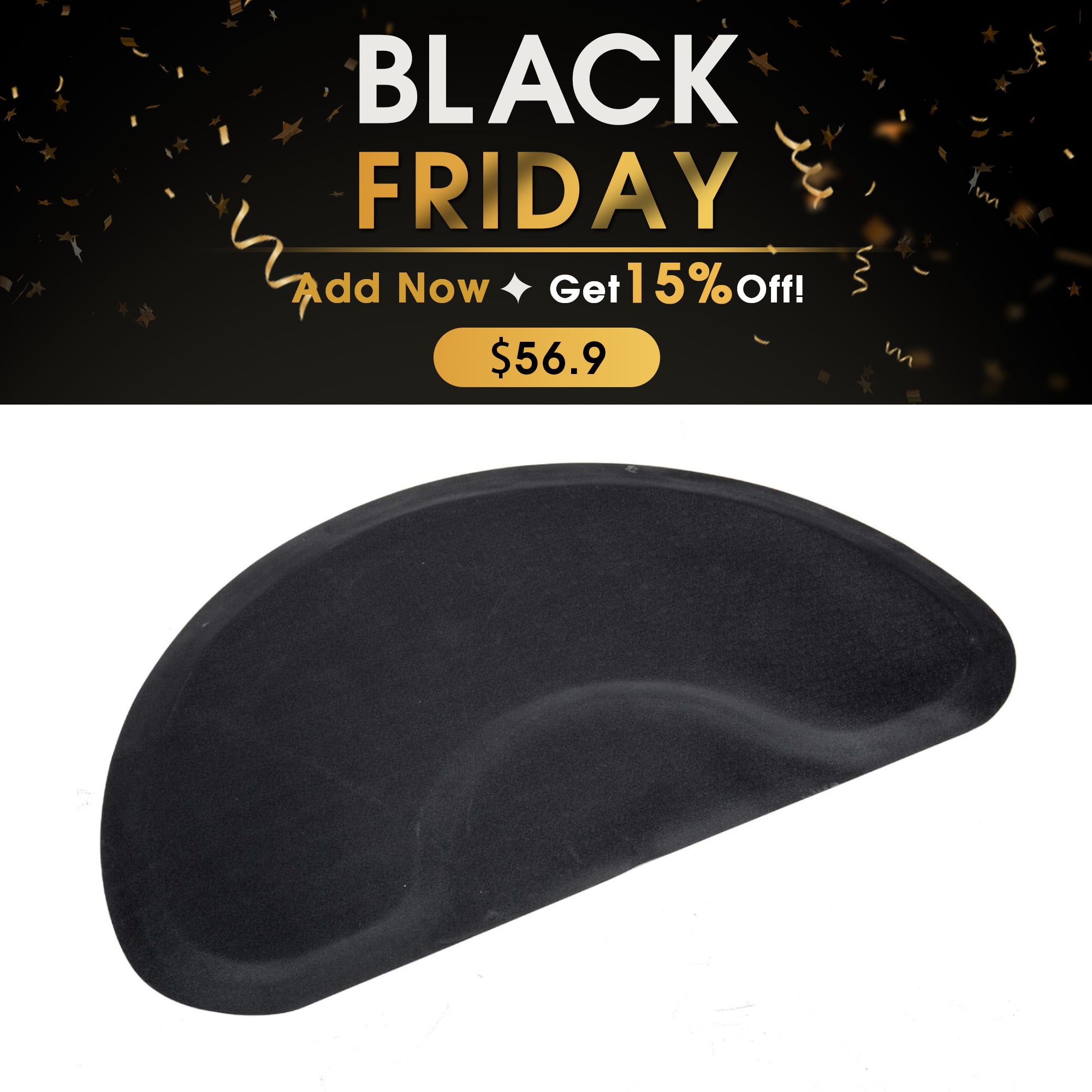 BarberPub 3'x5' Salon Barber Chair Anti-Fatigue Floor Mat Circle 1/2" Thick 0020