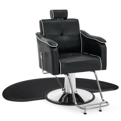 Barber Chair 9182 & Anti-Fatigue Mat 0020 Set - Reclining Hydraulic Barber Chair with 1/2"  Thick Salon Mat, Ideal for Barbers & Stylists