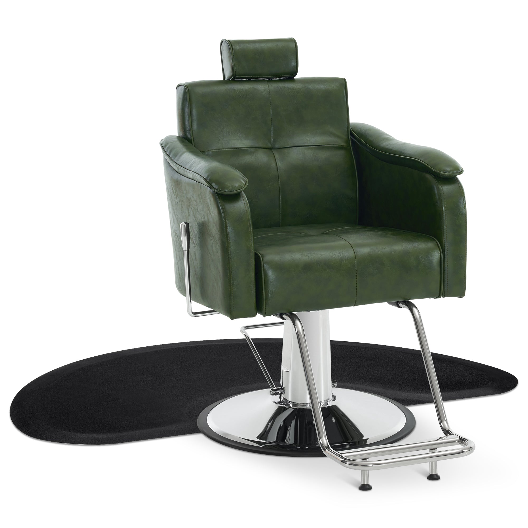 Barber Chair 9182 & Anti-Fatigue Mat 0020 Set - Reclining Hydraulic Barber Chair with 1/2"  Thick Salon Mat, Ideal for Barbers & Stylists