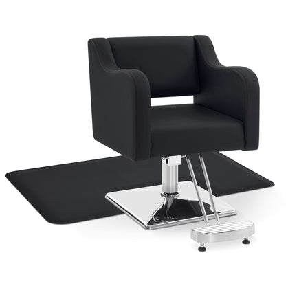 Salon Chair 3802 & Anti-Fatigue Mat 0040 Set - Professional Hydraulic Salon Chair with Ergonomic  Salon Mat, Ideal for Barbers & Stylists