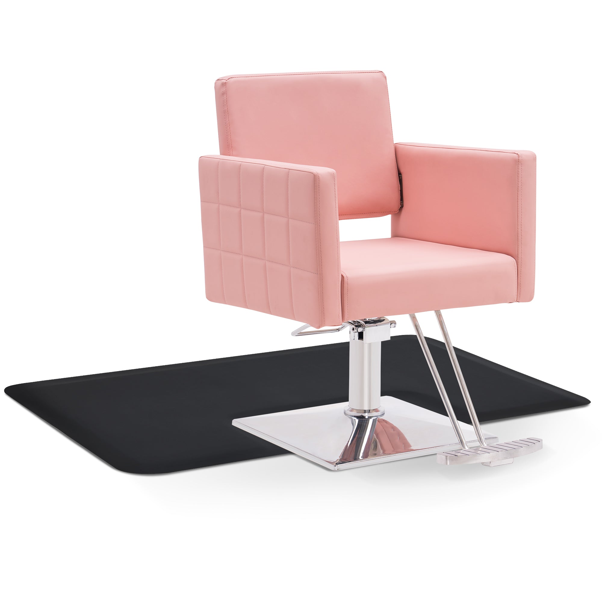 Salon Chair 8821 & Anti-Fatigue Mat 0040 Set - Professional Hydraulic Salon Chair with Ergonomic 0.5" Thick Salon Mat
