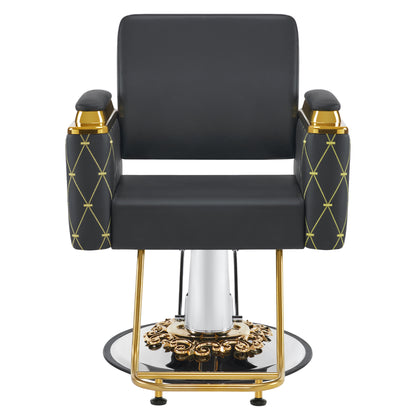 BarberPub Gold&Black Salon Chair, Hydraulic Barber Spa Styling Equipment 8633