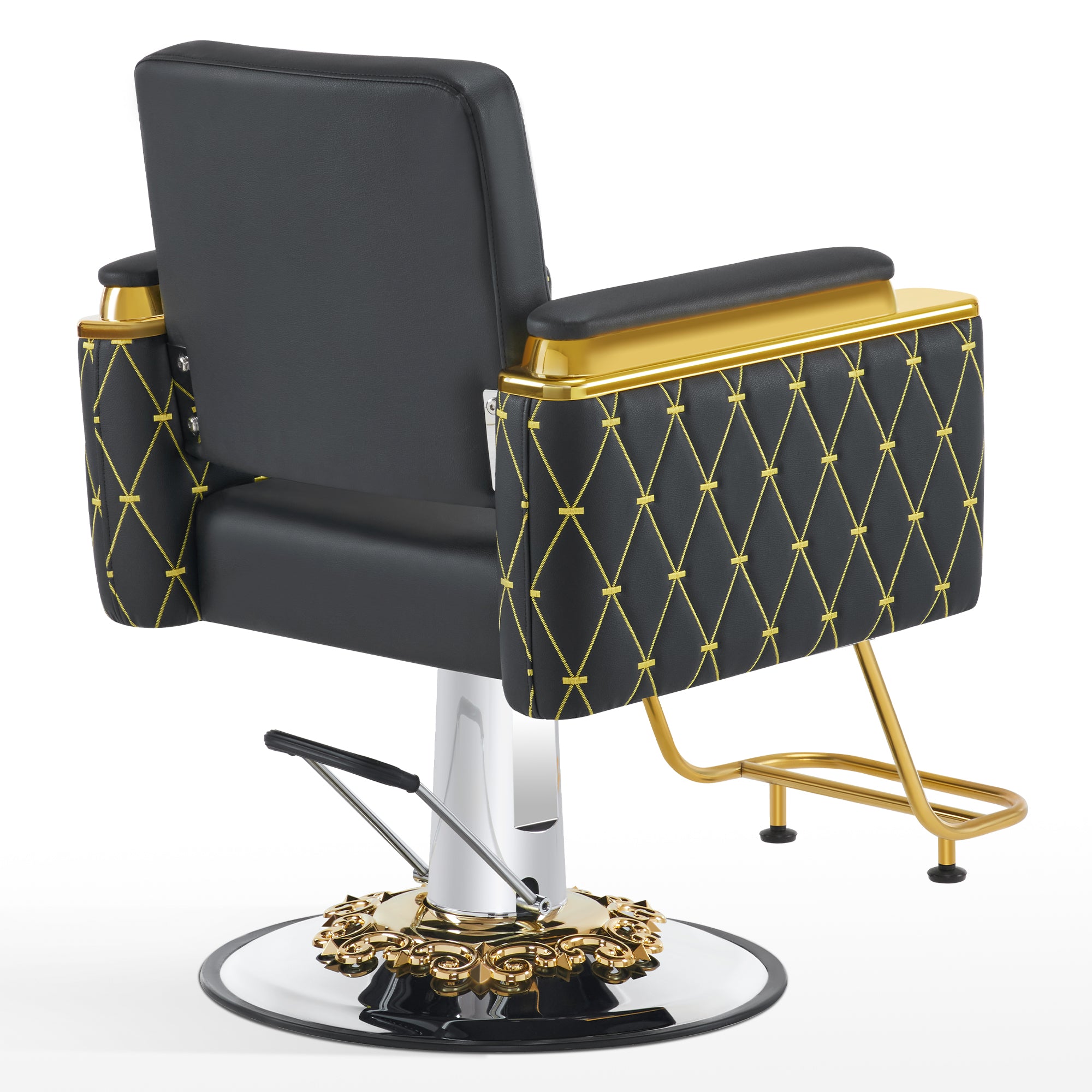 BarberPub Gold&Black Salon Chair, Hydraulic Barber Spa Styling Equipment 8633