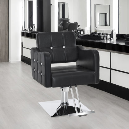 BarberPub Classic Salon Chair, Hydraulic and 360° Swivel, Black Styling Chair, 8167