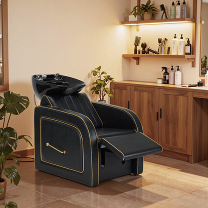 Backwash Shampoo Chair with Adjustable Porcelain Bowl Sink Unit for Spa Salon 9175