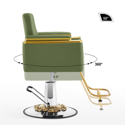 BarberPub Gold&Black Salon Chair, Hydraulic Barber Spa Styling Equipment 8633