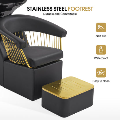 BarberPub Salon Chair 8677 & Backwash Shampoo Chair 8670 Set – Hydraulic Salon Chair with Ceramic Shampoo Bowl