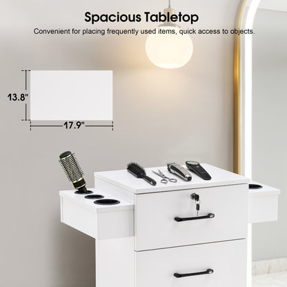 Modern Salon Station with Lockable Drawer & Cabinet, Storage Barber Cabinet for Hair Salon 2021