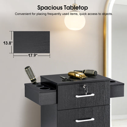 Modern Salon Station with Lockable Drawer & Cabinet, Storage Barber Cabinet for Hair Salon 2021