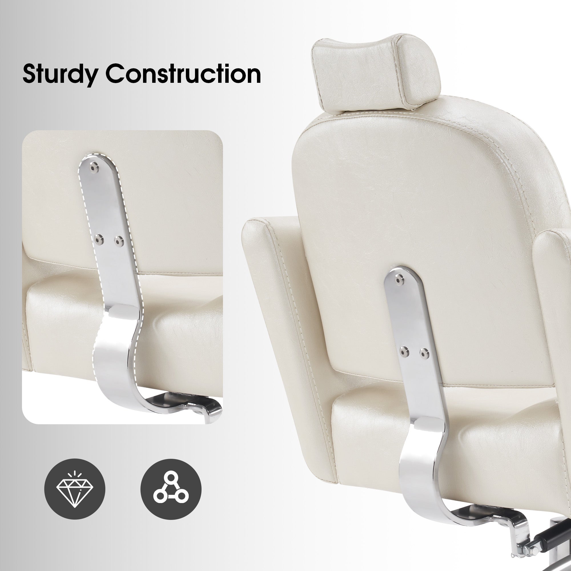 BarberPub Barber Chair with Headrest, Reclining Salon Chairs for Hair Stylist 3125