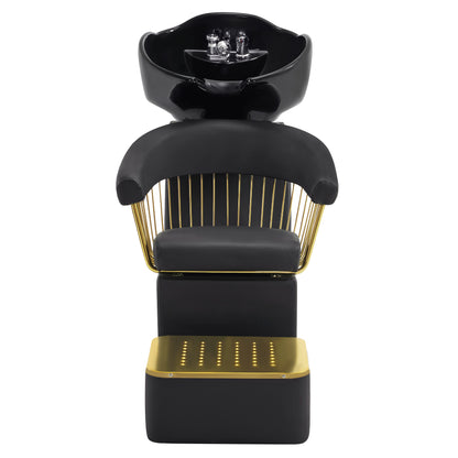 BarberPub Salon Chair 8677 & Backwash Shampoo Chair 8670 Set – Hydraulic Salon Chair with Ceramic Shampoo Bowl