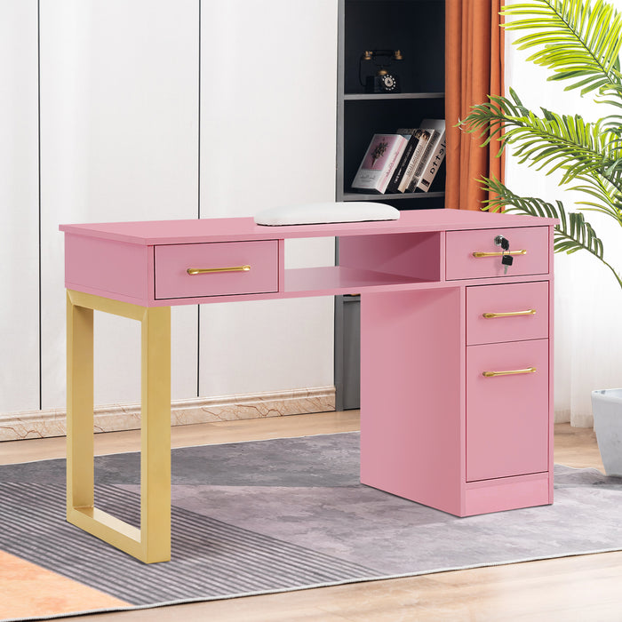 BarberPub Nail Makeup Desk with Drawers Manicure Table Cabinet Storage Beauty Salon Home Office Workstation 2844