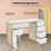 BarberPub Nail Desk with Storage Manicure Table with 5 Drawers Home Beauty Salon Spa Workstation Metal Salon Station 2414
