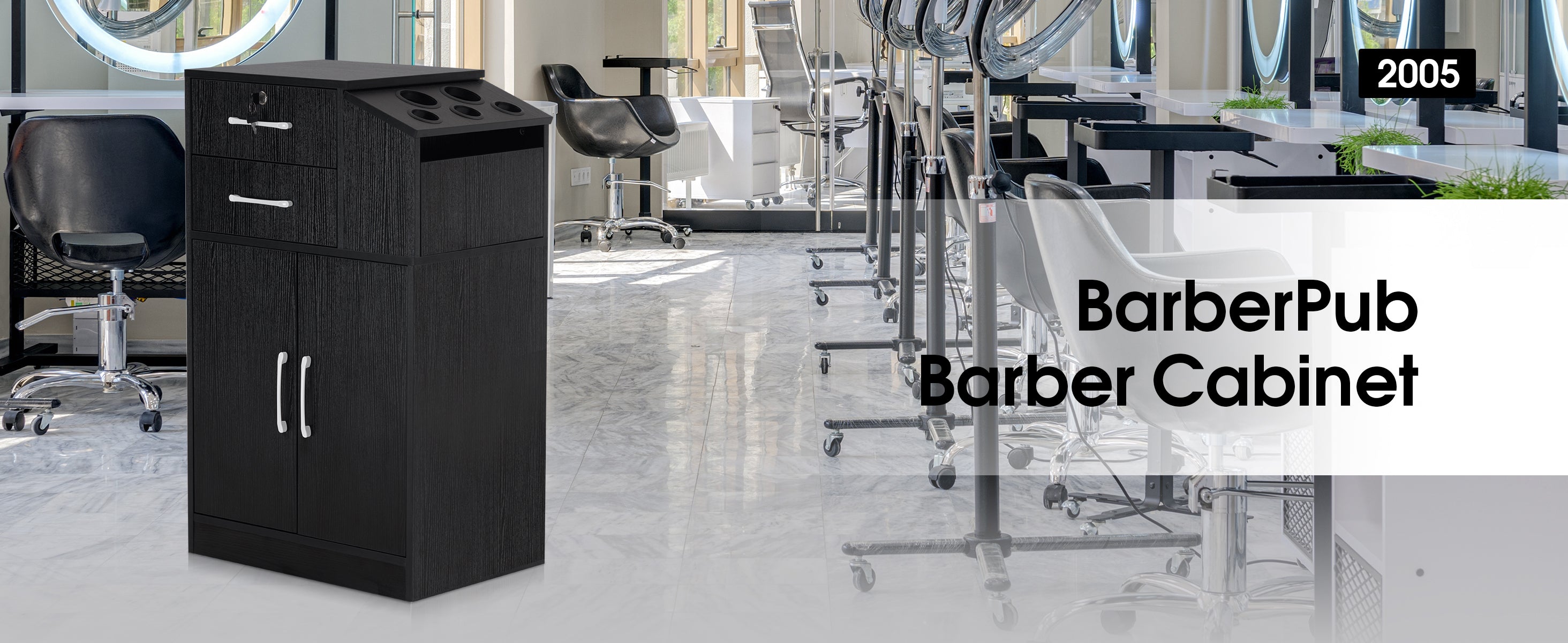 BarberPub Barber Locking Storage Station Beauty Salon Cabinet for Hair