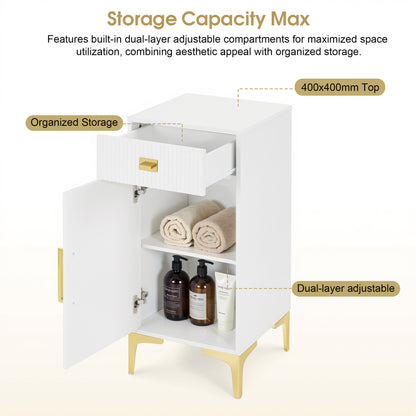Stylish Fluted Free-Standing Barber Station for Storage, Salon Beauty Cabinet with Golden Handle 2027
