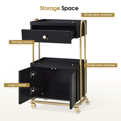 Salon SPA Rolling Trolley with Lockable Wheels, Barber Storage Cart for Storing Skin Cosmetics 2074