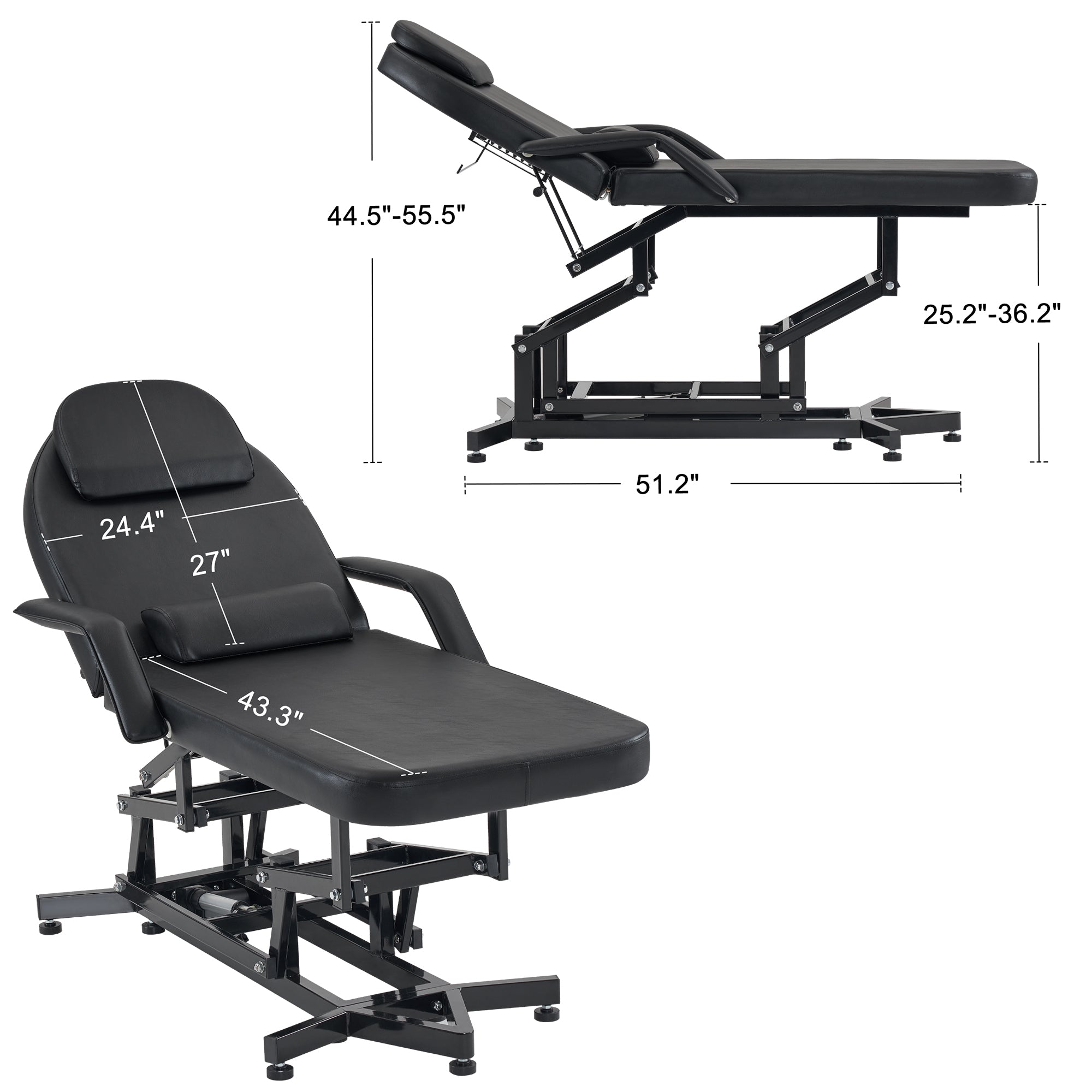 BarberPub Electrical Massage Table Height Adjustable Tattoo Chair for Client 2752