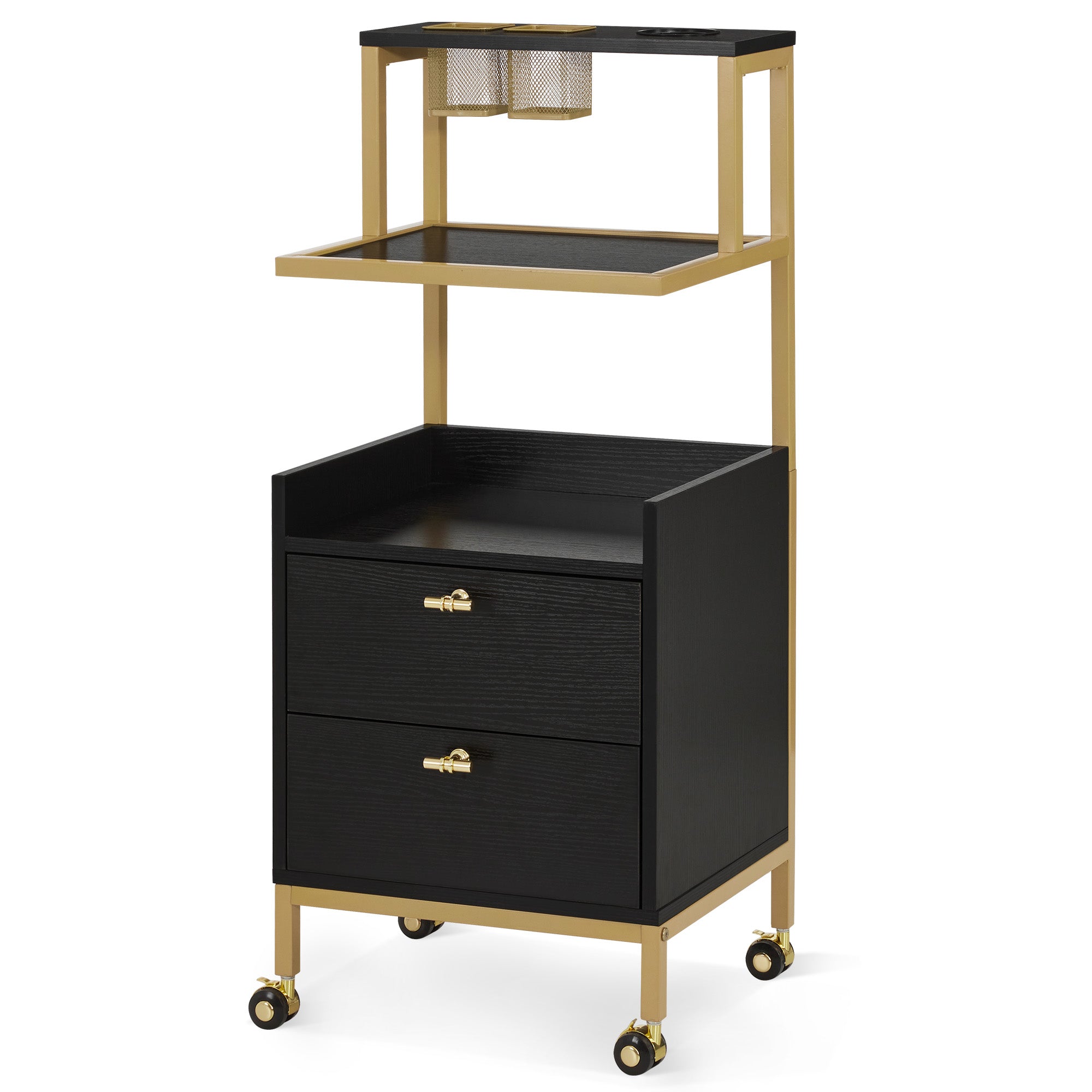 Beauty Salon Trolley with Tool Holders & Wheels, SPA Barber Rolling Cart with  Metal Frame 2084