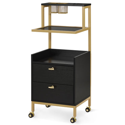 Beauty Salon Trolley with Tool Holders & Wheels, SPA Barber Rolling Cart with  Metal Frame 2084