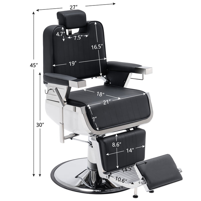 BarberPub Heavy Duty Vintage Barber Chair Hydraulic Recline Shampoo Beauty Spa Salon Equipment 3819