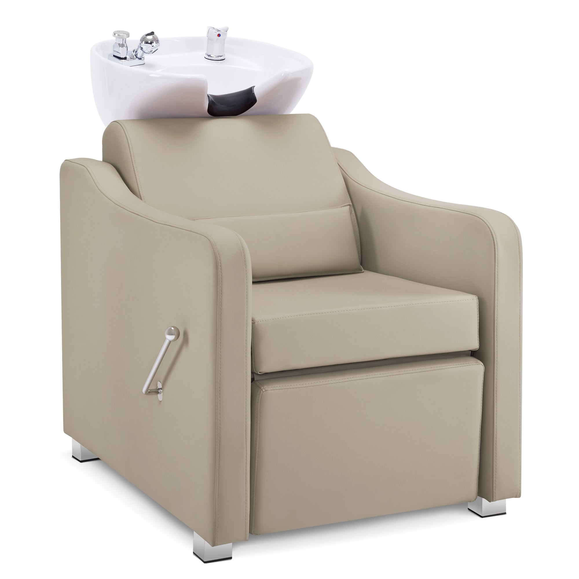 BarberPub Backwash Shampoo Station Chair, Ceramic Hair Wash Bowl for Salon 9364