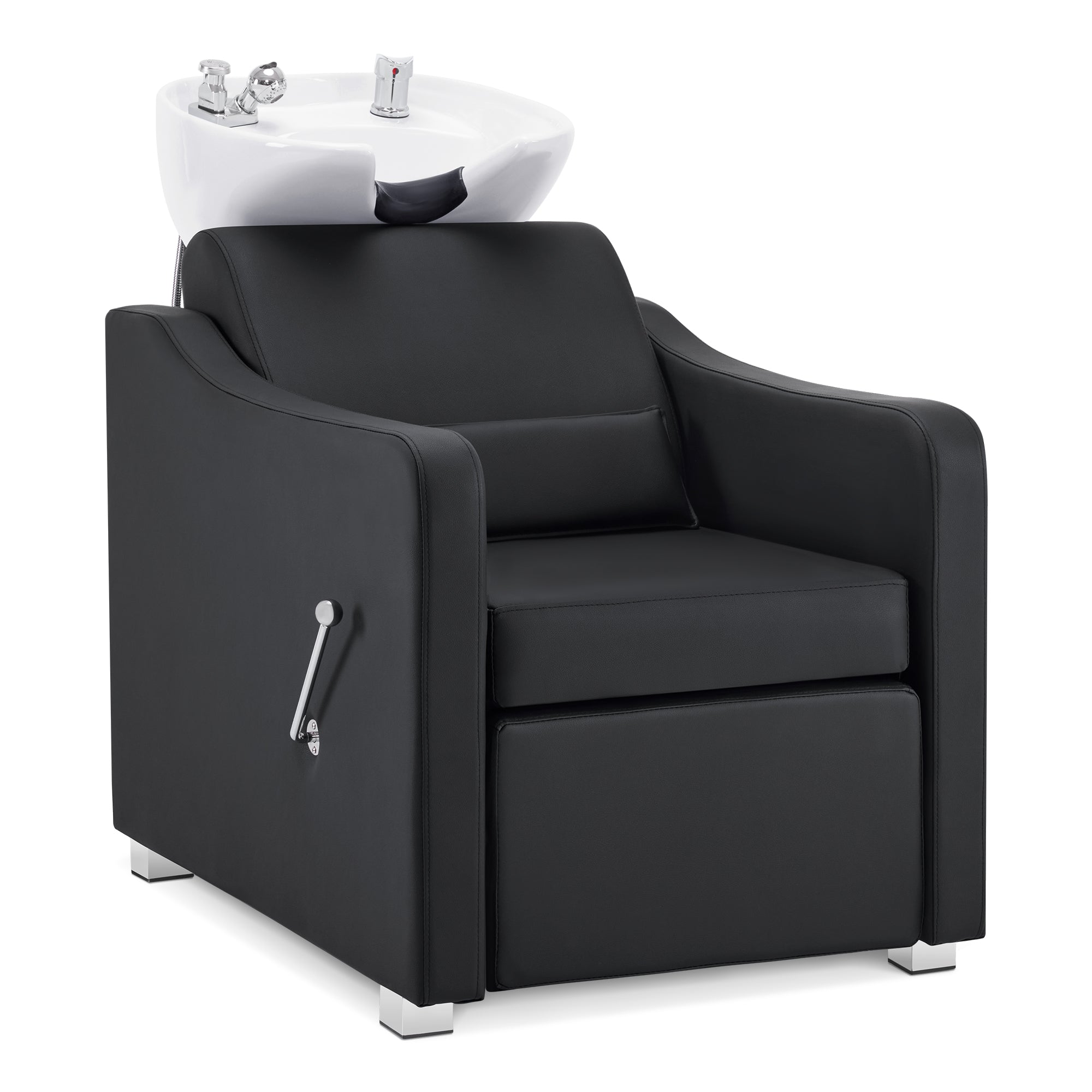 BarberPub Backwash Shampoo Station Chair, Ceramic Hair Wash Bowl for Salon 9364